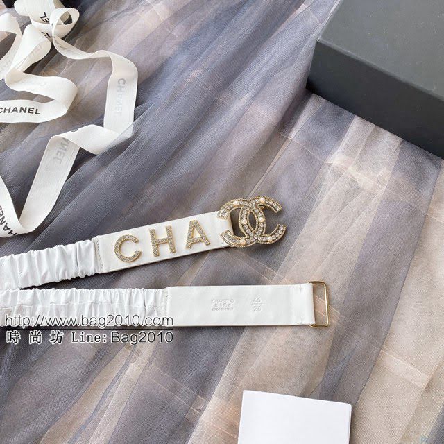 Chanel女士皮帶 香奈兒cc經典logo扣精品彈力扣腰帶  jjp1152